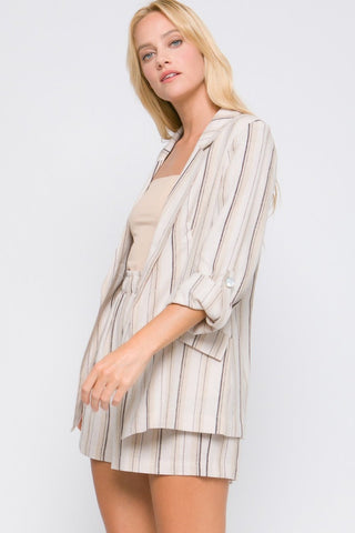 Love Tree Linen Woven Striped Blazer - MOD&SOUL - Contemporary Women's Clothing