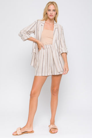 Love Tree Linen Woven Striped Blazer - MOD&SOUL - Contemporary Women's Clothing