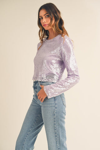 MABLE Shoulder Padded Sequin Crop Top - MOD&SOUL - Contemporary Women's Clothing