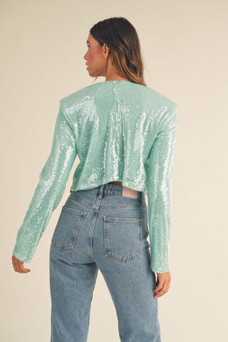 MABLE Shoulder Padded Sequin Crop Top - MOD&SOUL - Contemporary Women's Clothing