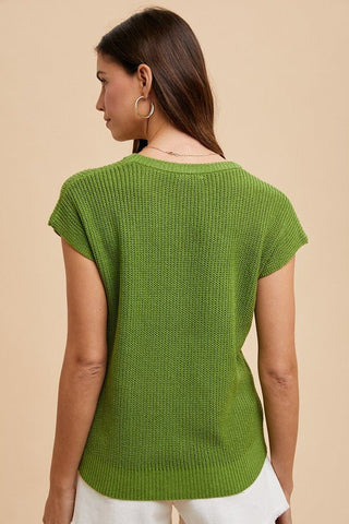 Mindy Short Sleeve Sweater - Moss - MOD&SOUL - Contemporary Women's Clothing