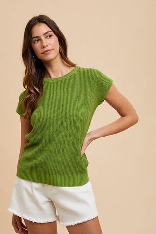 Mindy Short Sleeve Sweater - Moss - MOD&SOUL - Contemporary Women's Clothing