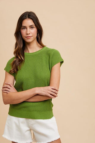 Mindy Short Sleeve Sweater - Moss - MOD&SOUL - Contemporary Women's Clothing