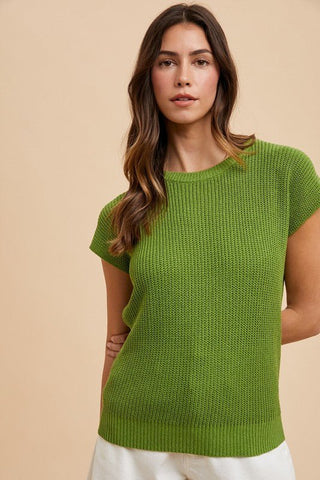 Mindy Short Sleeve Sweater - Moss - MOD&SOUL - Contemporary Women's Clothing