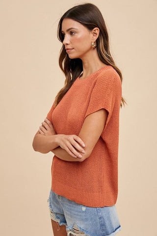 Mindy Short Sleeve Sweater - Terracotta - MOD&SOUL - Contemporary Women's Clothing