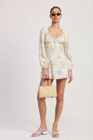 MINI LONG SLEEVE FLORAL DRESS - MOD&SOUL - Contemporary Women's Clothing