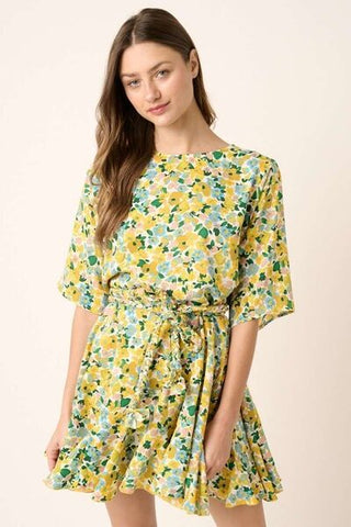 Mittoshop Floral Tie Waist Half Sleeve Mini Dress - MOD&SOUL - Contemporary Women's Clothing