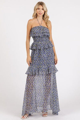 Mittoshop Ruffled Smocked Floral Halter Neck Maxi Dress - MOD&SOUL - Contemporary Women's Clothing