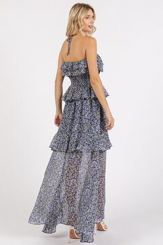 Mittoshop Ruffled Smocked Floral Halter Neck Maxi Dress - MOD&SOUL - Contemporary Women's Clothing