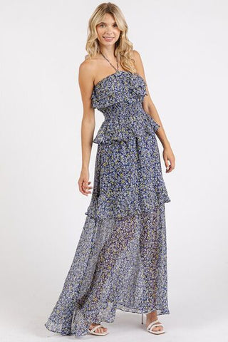 Mittoshop Ruffled Smocked Floral Halter Neck Maxi Dress - MOD&SOUL - Contemporary Women's Clothing