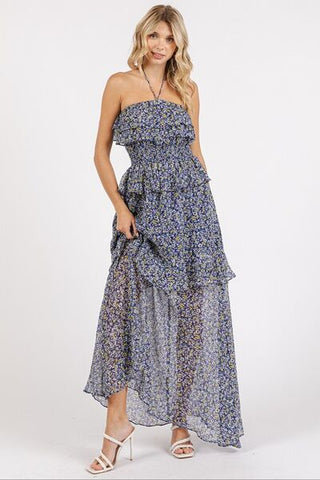 Mittoshop Ruffled Smocked Floral Halter Neck Maxi Dress - MOD&SOUL - Contemporary Women's Clothing