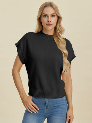 Mock Neck Short Sleeve Sweater - MOD&SOUL - Contemporary Women's Clothing