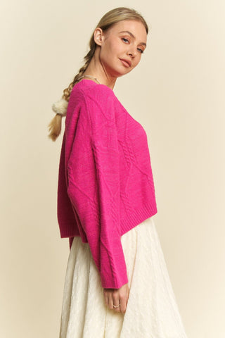 Pink Cable Texture Sweater - MOD&SOUL - Contemporary Women's Clothing