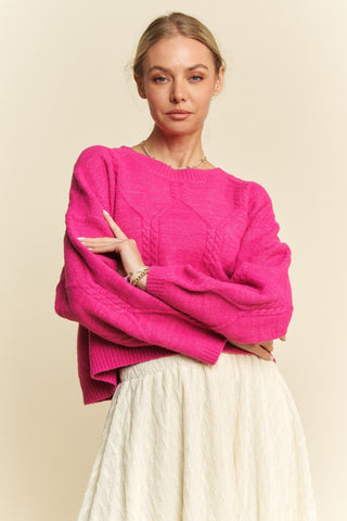 Pink Cable Texture Sweater - MOD&SOUL - Contemporary Women's Clothing