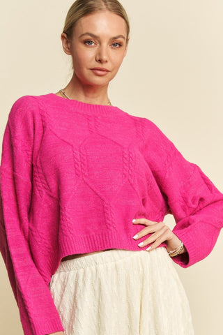 Pink Cable Texture Sweater - MOD&SOUL - Contemporary Women's Clothing