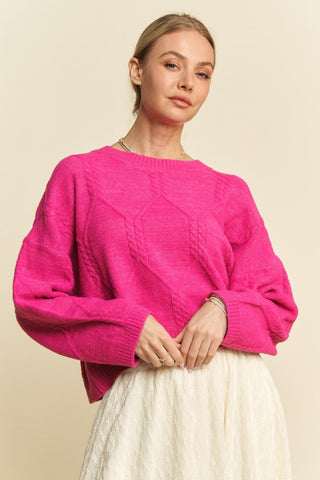 Pink Cable Texture Sweater - MOD&SOUL - Contemporary Women's Clothing