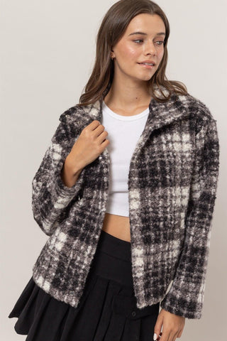 Plaid Boucle Jacket - Black - MOD&SOUL - Contemporary Women's Clothing