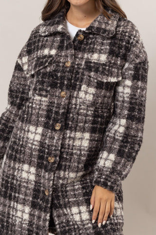 Plaid Button Down Longline Shacket - MOD&SOUL - Contemporary Women's Clothing