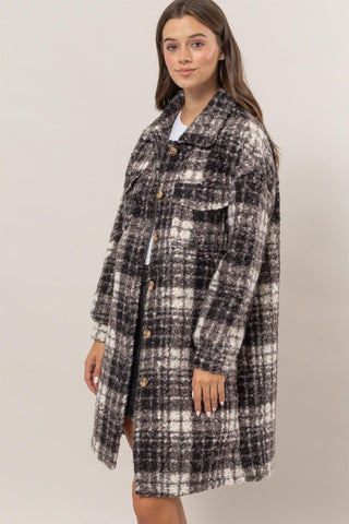 Plaid Button Down Longline Shacket - MOD&SOUL - Contemporary Women's Clothing