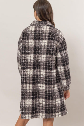 Plaid Button Down Longline Shacket - MOD&SOUL - Contemporary Women's Clothing