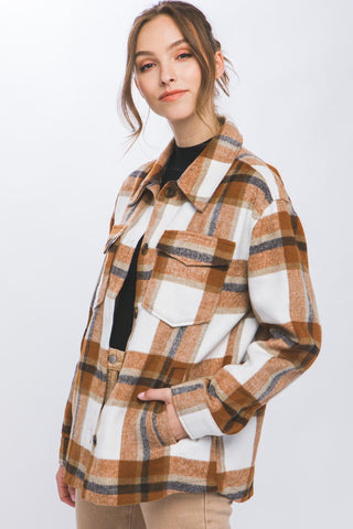 Plaid Button Up Shacket - MOD&SOUL - Contemporary Women's Clothing