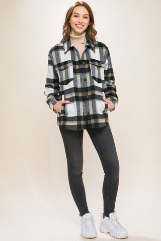 Plaid Button Up Shacket - MOD&SOUL - Contemporary Women's Clothing