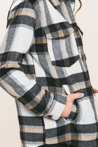 Plaid Button Up Shacket - MOD&SOUL - Contemporary Women's Clothing