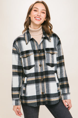 Plaid Button Up Shacket - MOD&SOUL - Contemporary Women's Clothing