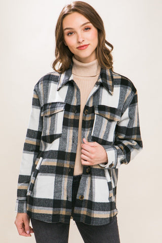 Plaid Button Up Shacket - MOD&SOUL - Contemporary Women's Clothing