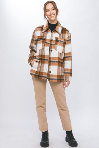 Plaid Button Up Shacket - MOD&SOUL - Contemporary Women's Clothing