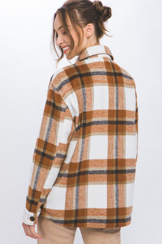 Plaid Button Up Shacket - MOD&SOUL - Contemporary Women's Clothing