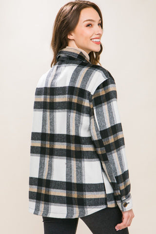 Plaid Button Up Shacket - MOD&SOUL - Contemporary Women's Clothing