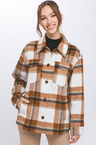 Plaid Button Up Shacket - MOD&SOUL - Contemporary Women's Clothing