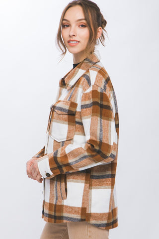 Plaid Button Up Shacket - MOD&SOUL - Contemporary Women's Clothing