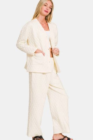 Quilted Button Up Lounge Set - MOD&SOUL - Contemporary Women's Clothing