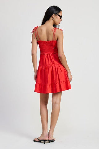 Red Smocked Ruffle Dress - MOD&SOUL - Contemporary Women's Clothing