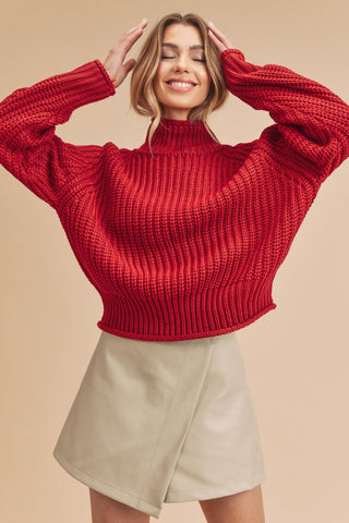 Red Turtleneck Sweater - MOD&SOUL - Contemporary Women's Clothing