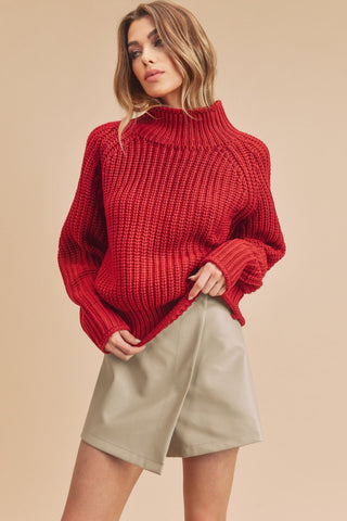 Red Turtleneck Sweater - MOD&SOUL - Contemporary Women's Clothing