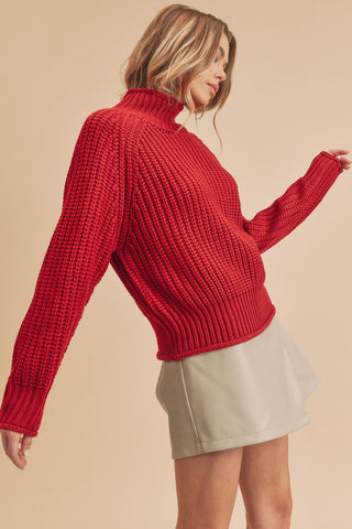 Red Turtleneck Sweater - MOD&SOUL - Contemporary Women's Clothing