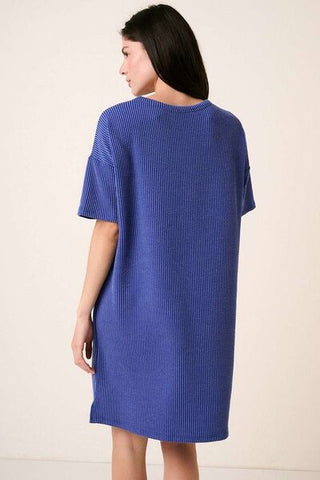 Rib Knit Short Sleeve Tee Dress - MOD&SOUL - Contemporary Women's Clothing