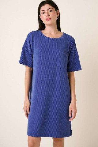 Rib Knit Short Sleeve Tee Dress - MOD&SOUL - Contemporary Women's Clothing