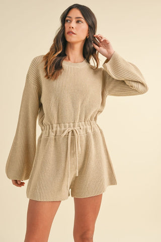 Round Neck Long Sleeve Sweater Romper - MOD&SOUL - Contemporary Women's Clothing