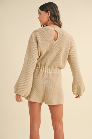 Round Neck Long Sleeve Sweater Romper - MOD&SOUL - Contemporary Women's Clothing