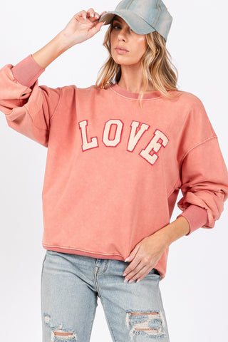 SAGE + FIG LOVE Path Applique Drop Shoulder Sweatshirt - MOD&SOUL - Contemporary Women's Clothing