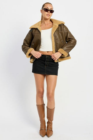 SHEARLING MOTO JACKET - MOD&SOUL - Contemporary Women's Clothing