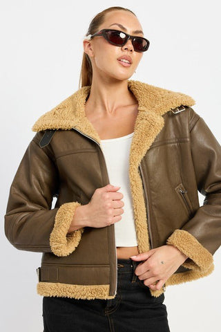 SHEARLING MOTO JACKET - MOD&SOUL - Contemporary Women's Clothing