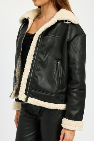 SHEARLING MOTO JACKET - MOD&SOUL - Contemporary Women's Clothing