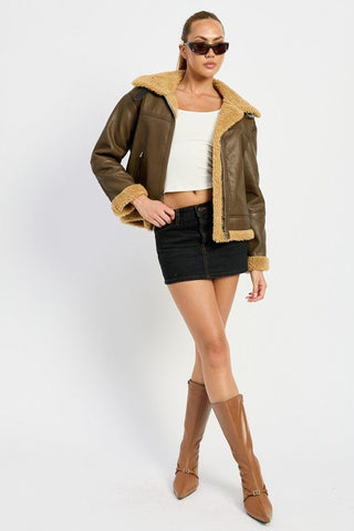 SHEARLING MOTO JACKET - MOD&SOUL - Contemporary Women's Clothing