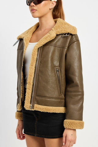 SHEARLING MOTO JACKET - MOD&SOUL - Contemporary Women's Clothing