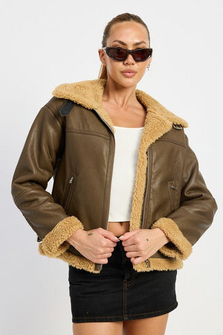 SHEARLING MOTO JACKET - MOD&SOUL - Contemporary Women's Clothing